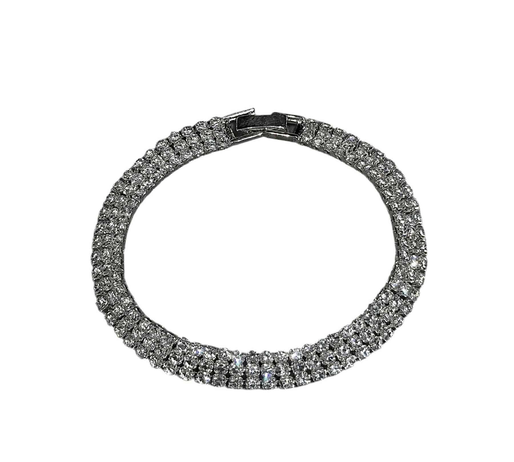 Pulseira Cravejada Prata (3 Listras)