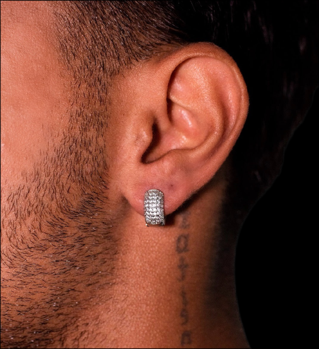 Argola Cravejada Prata NJR (M)