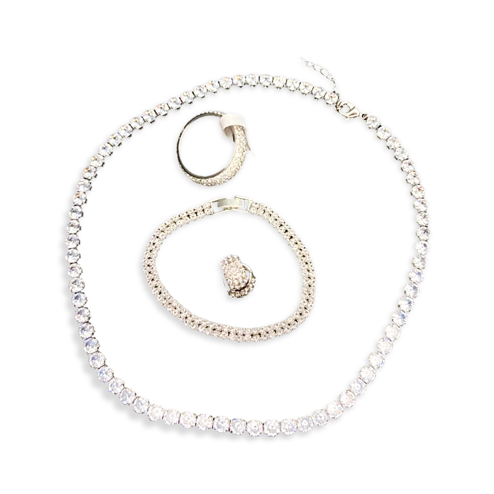 Brinco + Corrente + Pulseira + Anel (KIT)