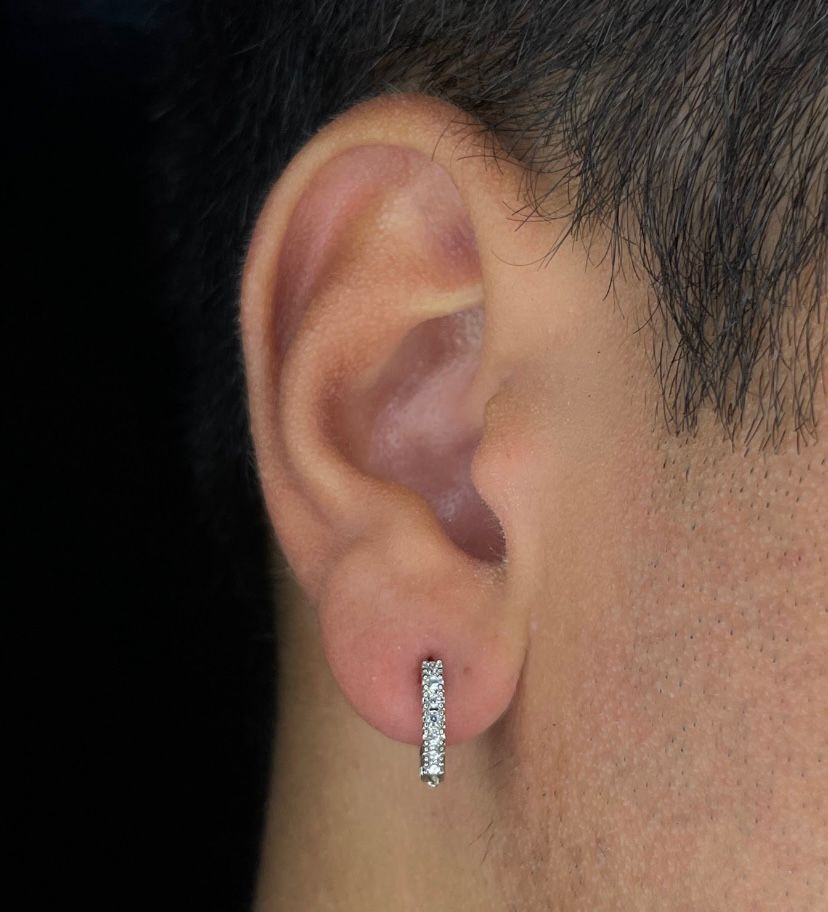 Argola Fina Cravejada Prata NJR (PP)