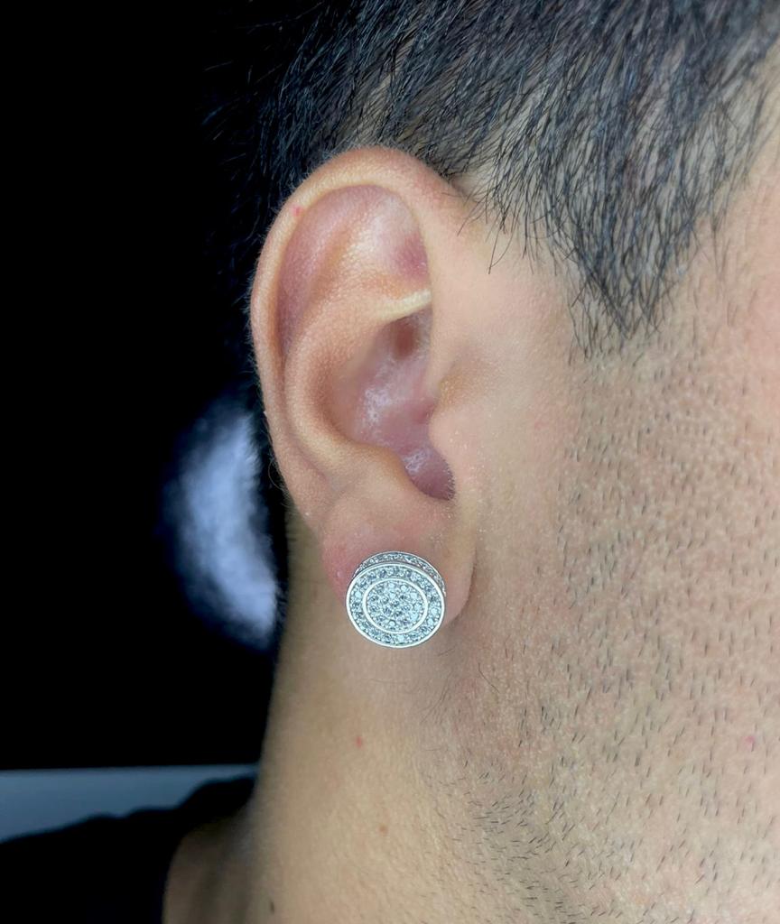 Brinco Redondo Prata Cravejado