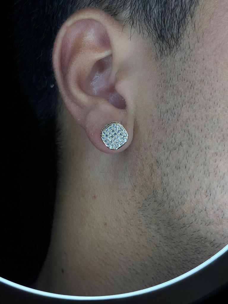 Brinco Losângulo Douradi Cravejado