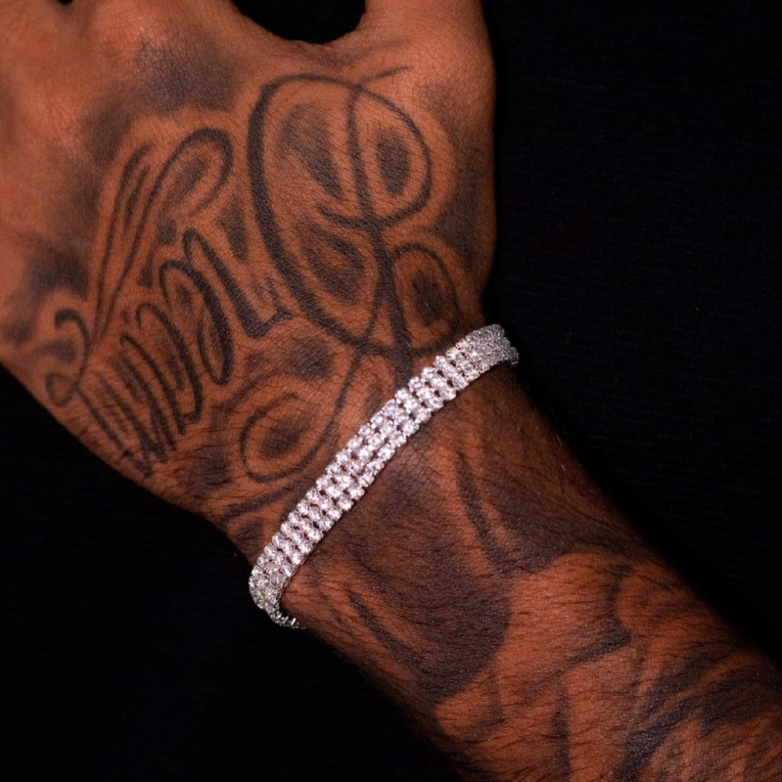 Pulseira Cravejada Prata (3 Listras)