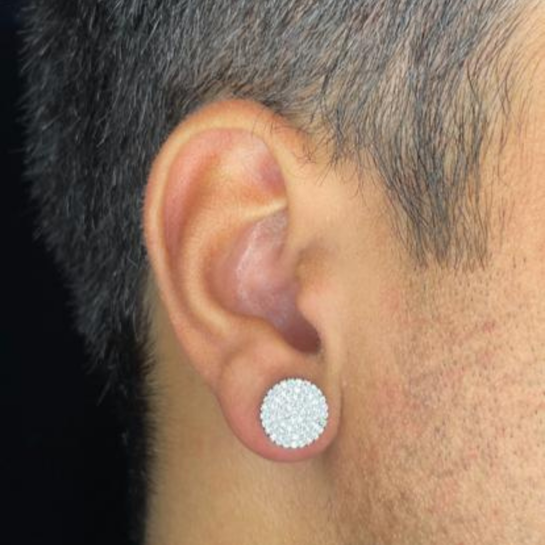 Brinco Prata Redondo Cravejado