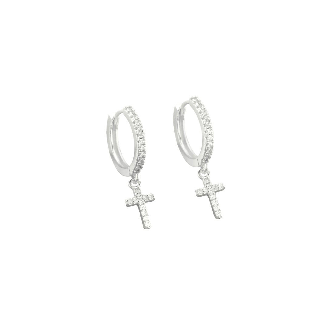 Argola Cruz Prata Cravejada NJR