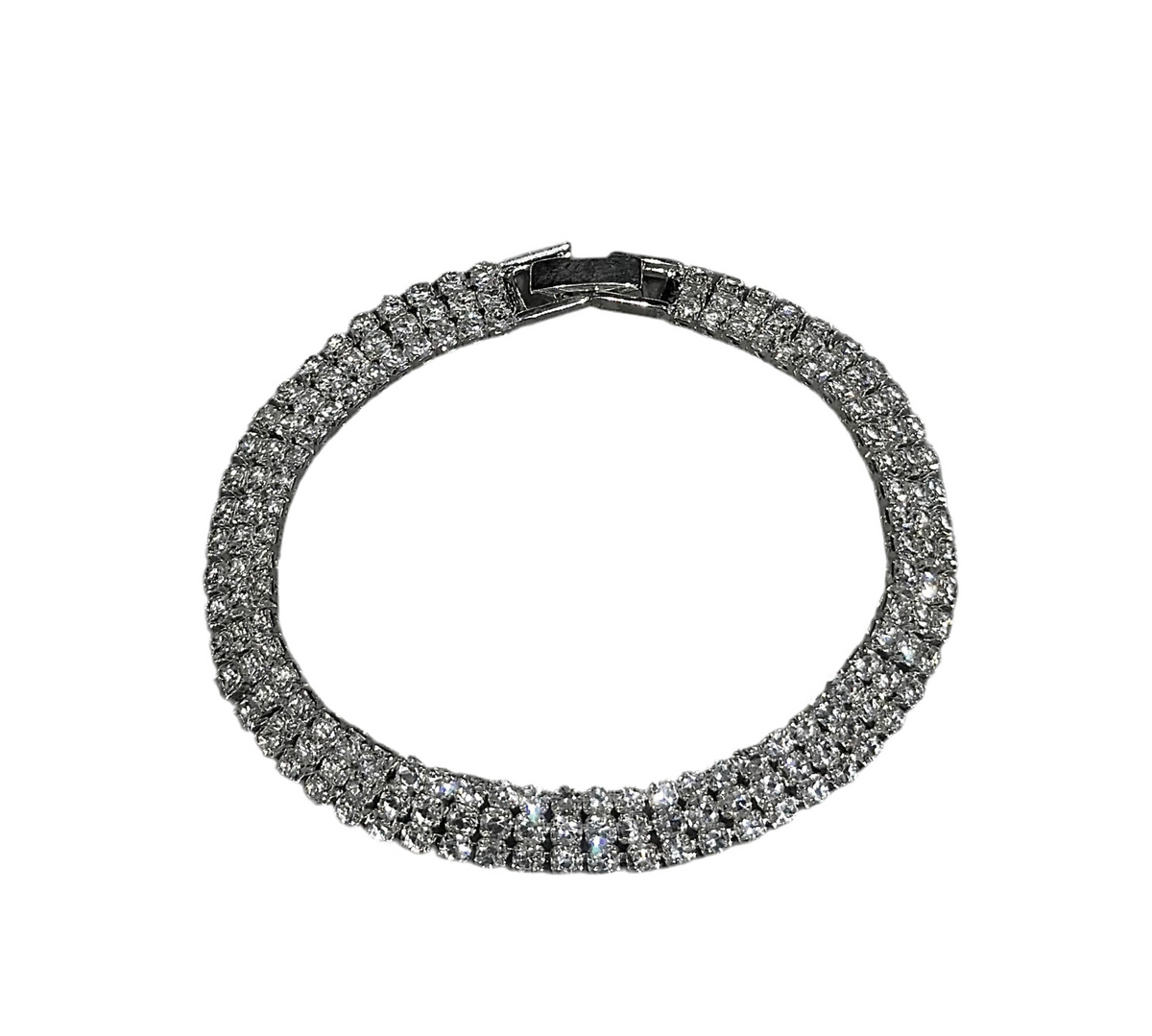 Pulseira Cravejada Prata (3 Listras)