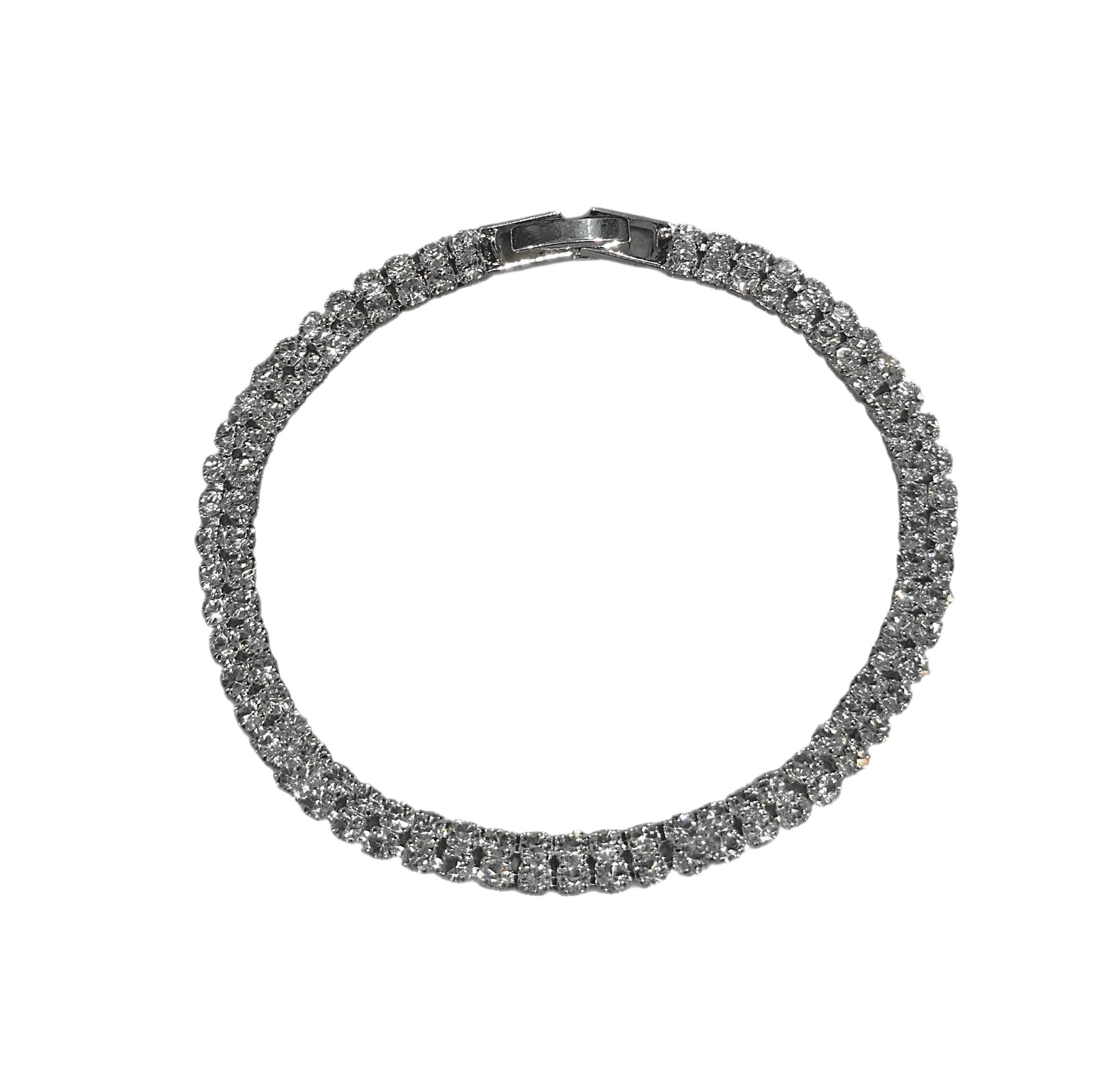 Pulseira Cravejada Prata (2 Listras)