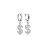 Argola Cifrão Prata Cravejao