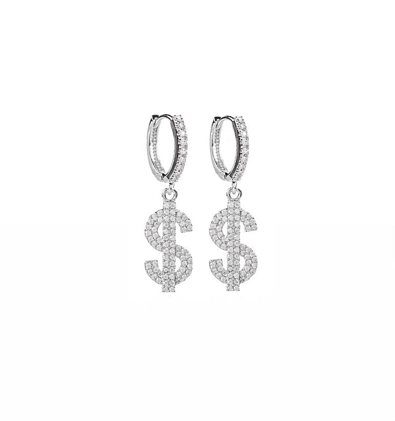 Argola Cifrão Prata Cravejao