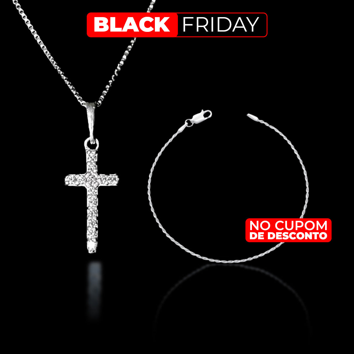 Corrente NJR + Pulseira Baiana [50%OFF] Prata 925