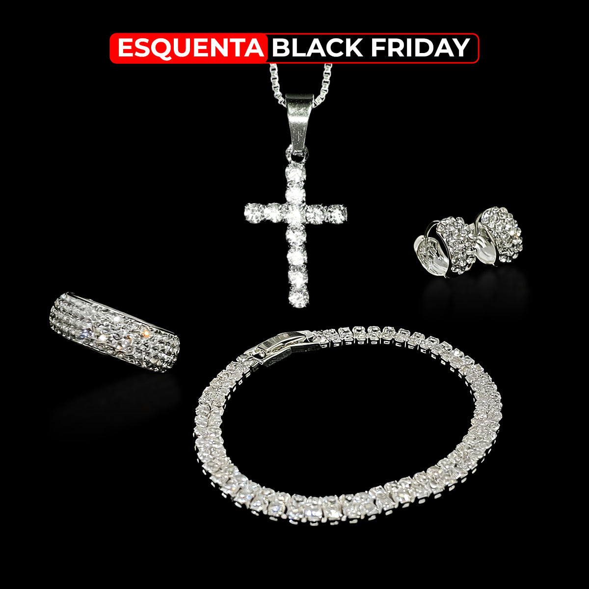 KIT NJR (Corrente + Brinco + Pulseira + Anel)