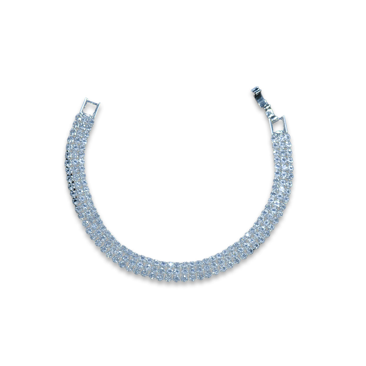 Pulseira Cravejada Prata (3 Listras)