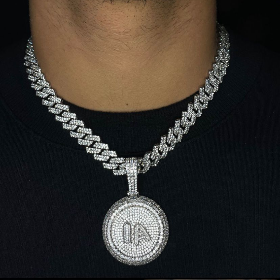 Corrente Ice Cuban Chain + Pingente Personalizado (SUA ESCOLHA)
